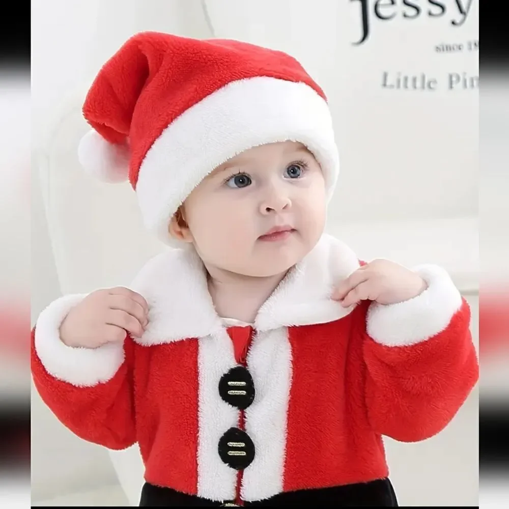 One PieceToddler Santa Claus Outfit Snowsuit Costume (Includes Hat) Sz 18-24 Mo